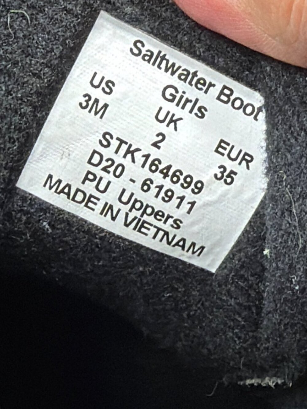Sperry Girls 3M Saltwater Duck Boots Black Side Zip Youth EU 35 - Picture 7 of 9